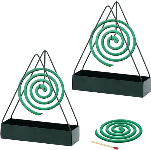 Mayoii Support de Bobine Anti-Moustique Support Spirale Anti Moustique 2 pièces Ensemble de Triangle en métal Portable pour Un Usage Domestique intérieur (Deux Verts)