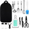 Portable Camping Kochutensilien Set 15Pcs Edelstahl Outdoor Camping Küchenutensilien Organizer Kit für Reisen, Picknicks, Wohnmobile, Grills, Wandern