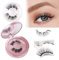 FADLASH Magnetische Wimpern, Magnetische Flüssiger Eyeliner, 3D Dicke Lange Flauschige Künstliche Falsche Eyelashes, Natürlich Magnet Wimpern Set mit Zange, Wasserdicht und Wiederverwendbar (2 Paare)