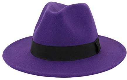 Generisch Unisex Sommerhut Herren & Frauen breite Mütze mit Gürtelschnalle Verstellbare Outback-Hüte Strohhut Herren Party Vintage (Lila, One Size)