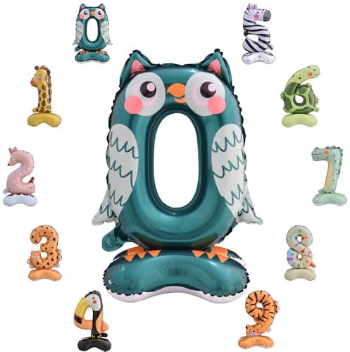 Luftballon Zahl 0 Tier, 101cm Riesen Zahlenballon Nummer 0 1 2 3 4 5 6 7 8 9 10 16 18 21 30 40 50 60 70 80 90 100, 40 Groß Folienballons für Hochzeit Jubiläum, Geburtstagsballons Party Dekoration