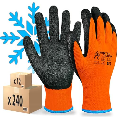 MK-Glove Warme Arbeitshandschuhe (24 Paar) - Winter Bauhandschuhe mit Latex-Beschichtung - Thermo-arbeitshandschuhe Abriebfest - Heren Sicherheitshandschuhe - Größe 10-XL