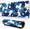 Tapis de souris bleu marine et blanc, motif dessin animé, motif géométrique japonais, base en caoutchouc antidérapant, bords cousus, taille L, XL, 80 x 30 cm, pour bureau, jeux vidéo, ordinateur