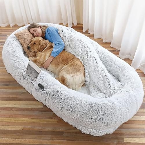 XCSCUK Hundebett in Menschengröße, Sitzsack-Hundebett, abnehmbare Couch, Bodenmatte für EIN Nickerchen, für Schlafzimmer und Wohnzimmer (160 * 100 * 25CM)