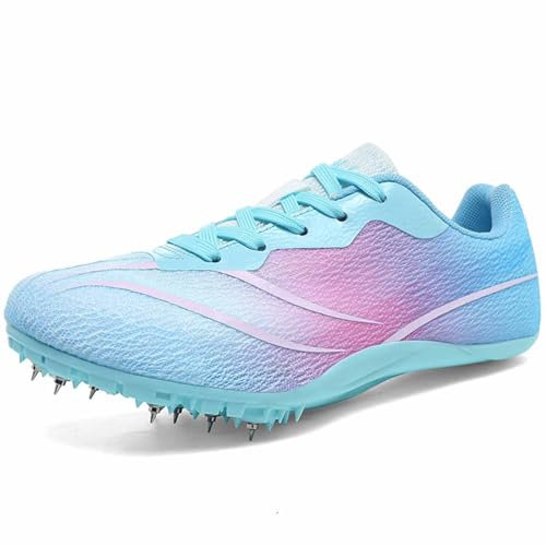 Hiuzylqx Atletismo Zapatos para Mens Running Sneakers Ligero Transpirable Spikes Carrera Salto Entrenadores para Niños Niñas,A,35 EU