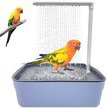 TGKYK Vogeldusche Wellensittich, Vogel Dusche für Papageien, Vogel Badehaus Badewanne, Automatischer Wasserzyklus Wellensittich Badewanne, Vogeldusche für Wellensittiche, Sittiche, Nymphensittiche