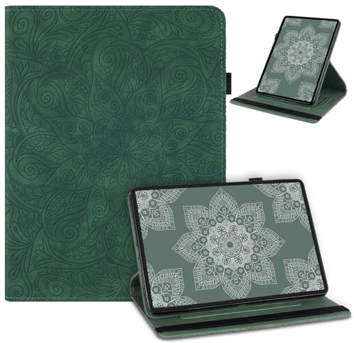 laddutoi Hülle für Samsung Galaxy Tab A 10.1 2019 SM-T510/T515, Grün | PU+TPU Lederhülle, 360° Drehbare Ständer, Kartensteckplätze, Stylus Halter, Tablet Cover Klapphülle Schutzhülle Flip Case