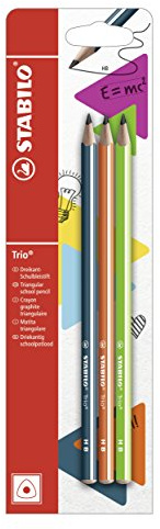 STABILO - Dreikant-Schulbleistift - Trio Bleistift in petrol, orange & grün - 3er Pack - Härtegrad HB