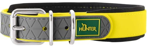 HUNTER Hundehalsband CONVENIENCE COMFORT, Farbe: neongelb, Mit Neopren-Polsterung, witterungsbeständig, pflegeleicht, ideal für Sport & Freizeit, Größe: 60