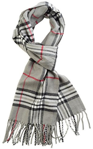 VERONZ Superweicher, klassischer Winterschal Herren Schal mit Kaschmir-Haptik, Grau Plaid 2, 72x12