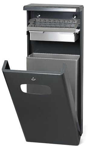 kaiserkraft | Wandabfallsammler mit Ascher | Volumen 32 l | BxHxT 400 x 950 x 190 mm | anthrazit