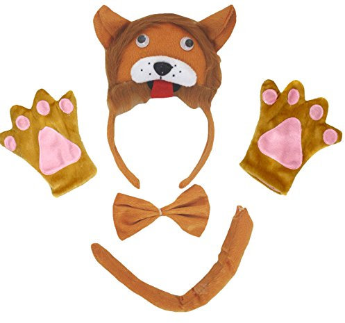 Petitebelle 3D braune Löwen-Fliegen-Handschuhe, Kostümparty für Erwachsene Gr. Einheitsgröße, braun