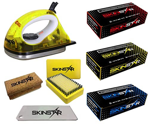 SkinStar Starter Ski Wachs Set, Wachsbügeleisen Bürste Hydrocarbonwachs 7-teilig