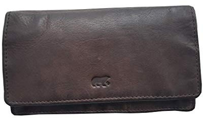 Bear-Design Damen Geldbörse, Portemonnaie CL782 gewaschenes Leder Vintage Look (15/9/3 cm) mit Loop