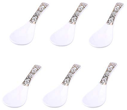 Syndecho - 6 cucharas soperas verdes de cerámica china para regalo de boda 4,2 x 14 cm
