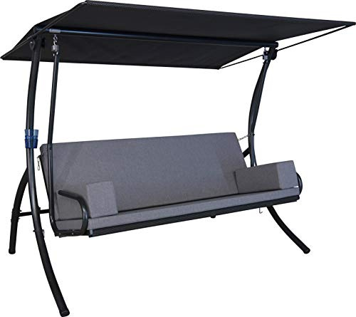 ANGERER Hollywoodschaukel Elegance Tolar grau | Gartenschaukel Made in Germany, Schaukel zum Sitzen, Liegen und Entspannen, inklusive Bett-Funktion, einfache Montage
