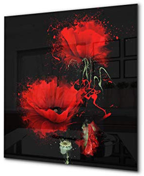 Concept Crystal Antiprojections Cuisine Verre – Antiprojections Verre sécurité – Antiprojections avec Photo BS03 Série Fleurs: Fleur Rouge 5