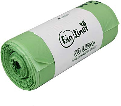 50 Litre Bioliner - Compostable Swing Bin/Caddy Liners – 1 Roll - 25 bags