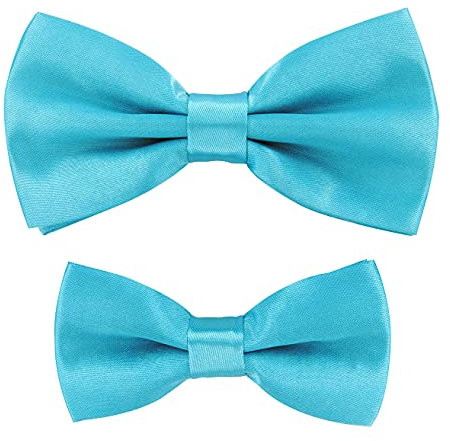 axy Vater-Sohn Partnerlook Fliege Schleife, bereits gebunden, Konfirmation verstellbar in verschiedenen Farben FLIP1 (Ozeanblau)
