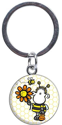 Sheepworld - 46823 - Mini Schlüsselanhänger, Bee Happy, Metall, Kunststoff, 5,5cm x 2,5cm