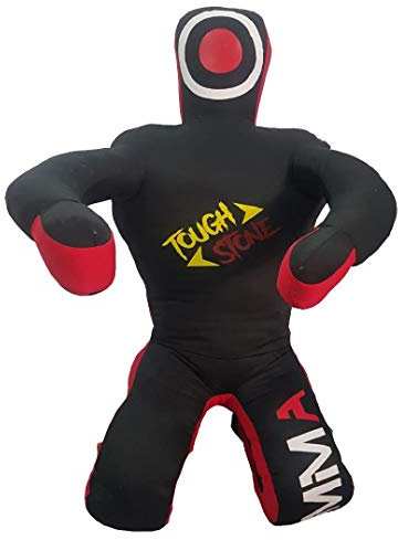 Tough Stone Grappling Dummy BJJ Wrestling MMA Schnuller Boxsack Submission MMA Brazilian Jiu Jitsu Judo Karate Wurf und Grappling Schnuller ungefüllt (schwarzes Leinen, 177,8 cm)