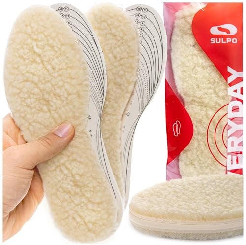 SULPO Einlegesohlen mit Latexschaum und Schafwolle - Selbstschneiden - Warme Isolierende Einlagen für den Winter/Gr. 32-46