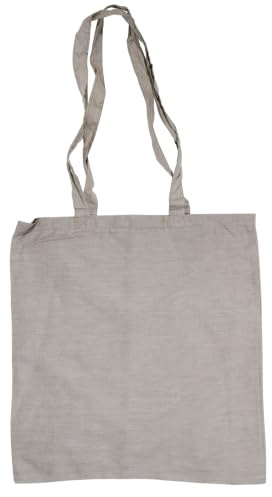 Helo Baumwolltaschen Tragetasche Henkel lang kurz Baumwollbeutel Tasche Stoffbeutel (Beige/Grau, 34 cm)