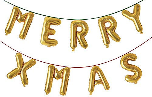 Trendario Weihnachten Girlande - Xmas Deko Luftballon Girlande für Weihnachten - Weihnachtsdeko Merry Xmas Folienballon Weihnachtsgirlande (Gold)