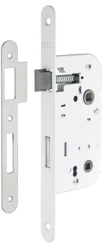 THIRARD - Serrure encastrable à condamnation pour porte de salle de bain et toilettes, axe 50mm, bouts ronds,