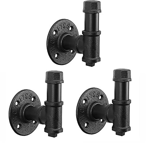 NearMoon 3 Packungen Bademantel- und Handtuchhaken zum Aufhängen, rustikaler Stil, Vintage, industrielle Rohr-Wandmontage, strapazierfähige DIY-Hardware Kleiderhaken für Badezimmer, Küche (7,6 cm)