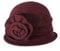 ZLYC Damen Winter Wolle Fischerhüte Blumen 1920s Vintage Bowler Hut (Blumen Burgund),Gr.Einheitsgröße
