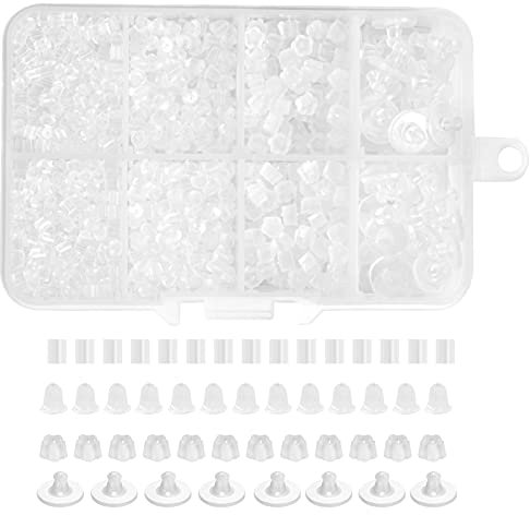 1700 Stück Ohrring Verschluss, Ohrstecker Verschluss Silikon, Ohrringverschlüsse, Klar Gummi Ohrstopper, Ohrstecker Verschlüsse Ohrmuttern Sicherheit Rücken Kupplung Ohrring Stopper, 4 Stile