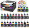 SAGUDIO Acrylpigment für Airbrush Farben 24x 30ml Grundfarben Color Fertige Airbrush Set,wasserabweisend und schnell trocknend Modelle für Hobby,für Künstler Anfänger