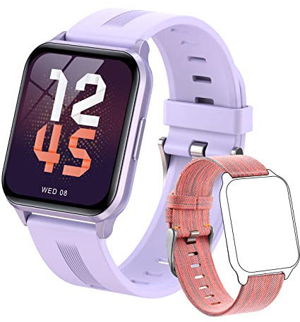 SUPBRO Smartwatch 1.69 Fitness Armbanduhr mit Pulsuhr Schlafmonitor Fitness Tracker IP68 Wasserdicht Sportuhr Smart Watch mit Schrittzähler Fitnessuhr für Damen Herren 2 Uhrenarmbändern