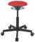 BALIMO ROLL - Sitztrainer - Bewegungshocker - Bürohocker - ergonomischer Sitzhocker - Hocker mit frei beweglicher Sitzfläche - Rücken-Trainer - Bewegungsstuhl - Gestell Schwarz (Stoffbezug Rot)