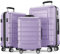 SHOWKOO Kofferset 3 Teilig Hartschale Leicht PC+ABS Erweiterbar Reisekoffer Haltbar Trolley Handgepäck Sets mit TSA Schloss und 4 Rollen (M L XL -Lavendel Violett)