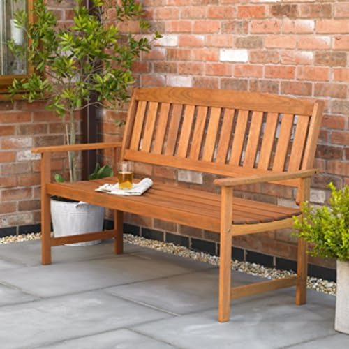 Garden Mile Traditional Wooden Garden Bench - Weather Resistant 3-Seater 1.4m Wooden Garden Furniture - Solid Hardwood Construction Indoor & Outdoor 3 seater garden furniture Easy Assemble