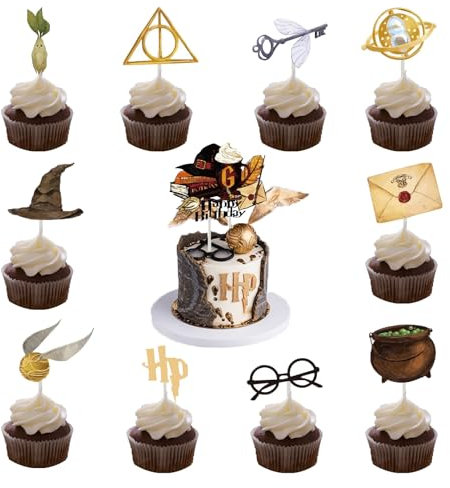 11Pcs Magical Wizard Cake Toppers Wizard Birthday Cake Decorations Cupcake Toppers Happy Birthday Cake Toppers for Boys Children Kids Wizard Themed Birthday Party Supplies