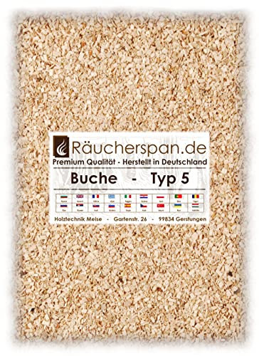 kleine Räucherchips für Borniak Räucheröfen, Smoke Gun, Rauch-Infusor, Räucher-Pistole, Buche Typ 5, 1kg (entspricht etwa 4Liter)