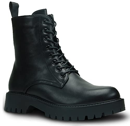 CULTZ Essential 8 Eyelet Stiefeletten mit Reißverschluss Combat Boots Damen Stiefel Schwarz 37