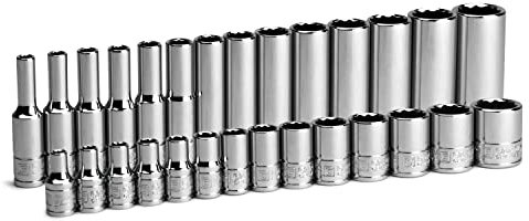 Capri Tools 1/4 in. Drive 12-Point Shallow and Deep Socket Set, Metric, 4 to 15 mm, 28-Piece