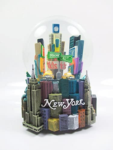 New York große Schneekugel 13 cm Snowglobe mit Spieluhr Broadway Liberty