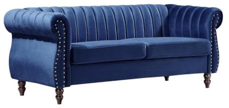 Vente-unique-Chesterfield-Sofa - 3-Sitzer - Samt - Königsblau - Trumbo