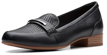 Clarks Women's Juliet Aster Loafer, Black Leather, 5.5 UK | Casual Shoes