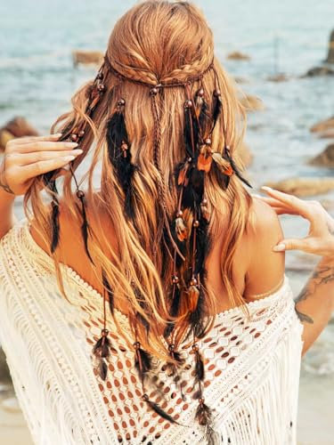 Yean Bandeau de plumes bohème Indian Gypsy headwear hippie headwear accessoires pour cheveux