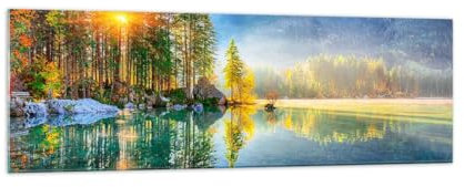 Panorama Bilder auf Glas 160x50cm Glasbild Landschaft Alpen Berge Groß XXL Wanddeko Bild im Glas Schlafzimmer Küche Wandbilder Dekoration Wohnzimmer Modern Wand Kunstdruck Art GAB160x50-5307