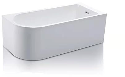 BRAIDER RESTIA Single Ended J Shape Back to Wall Corner Bathtub Acrylic White Right Hand Side 1400 x 750 mm
