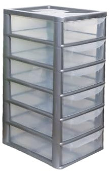SIDSONS 6 Drawers Storage Unit, A4 Plastic Storage Drawers, Desktop Table top Organiser Storage Tower Unit for Home, School, Office, Bedroom & Living Room Sliver Height 57cm, Width 28cm, Depth 35cm