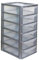 SIDSONS 6 Drawers Storage Unit, A4 Plastic Storage Drawers, Desktop Table top Organiser Storage Tower Unit for Home, School, Office, Bedroom & Living Room Sliver Height 57cm, Width 28cm, Depth 35cm