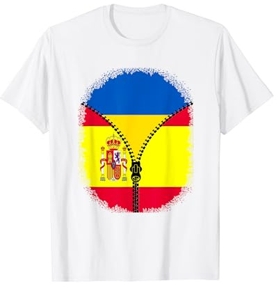 Cremallera de la bandera de Ucrania España Camiseta